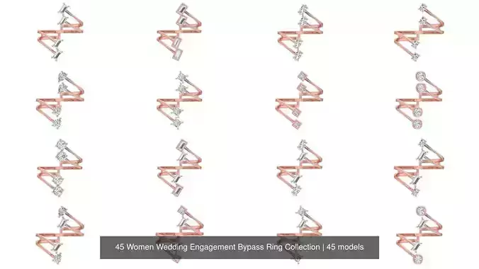 45 Women Wedding Engagement Bypass Rings Collection