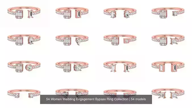 54 Women Open End Wedding Engagement Band Rings Collection
