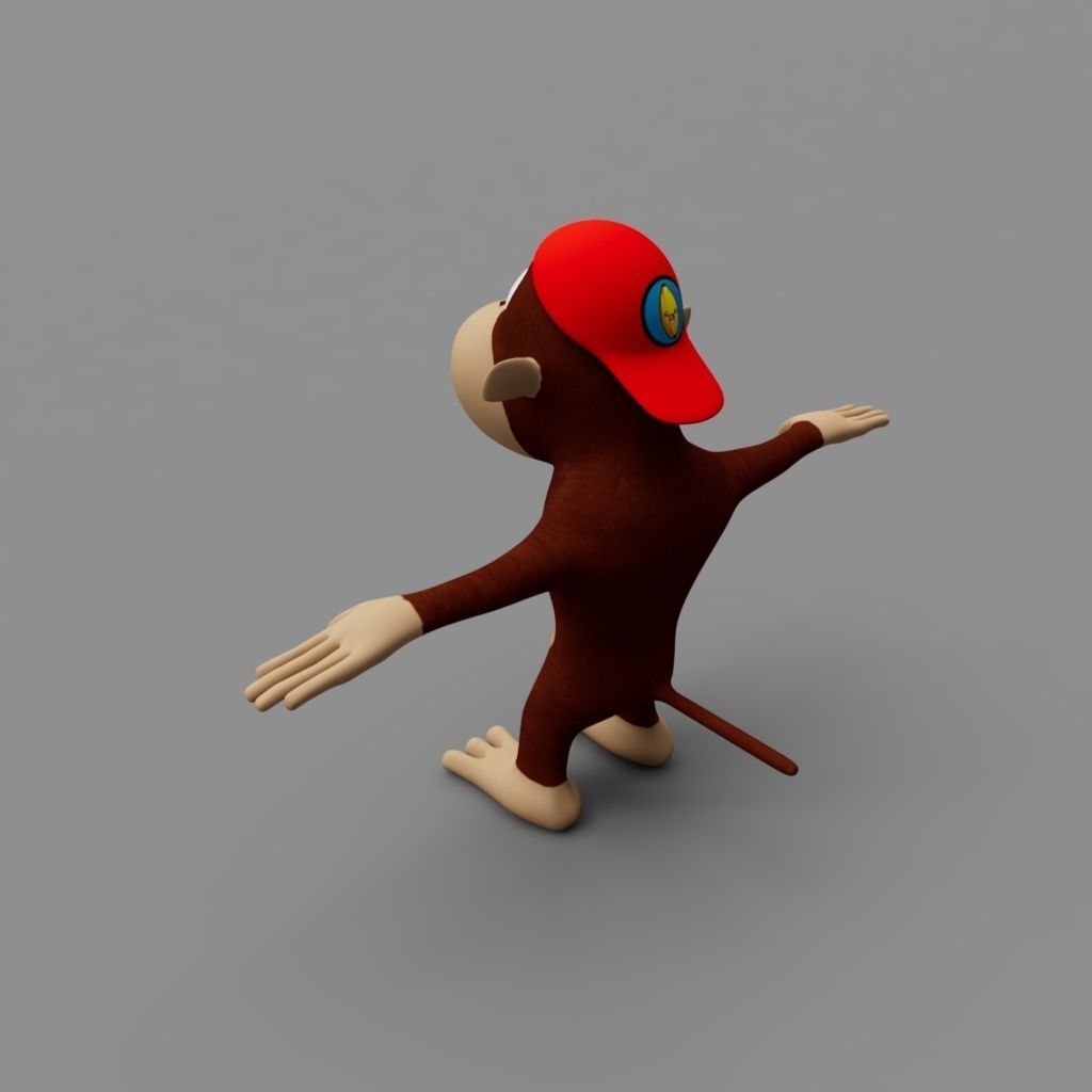 Cartoon Monkey Low-poly 3D model_1