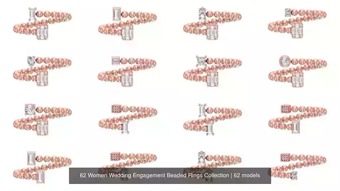62 Women Wedding Engagement Beaded Rings Collection