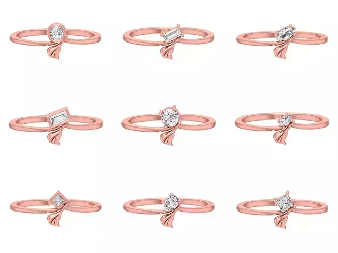 9 Solitaire Women Curve Band Rings Collection