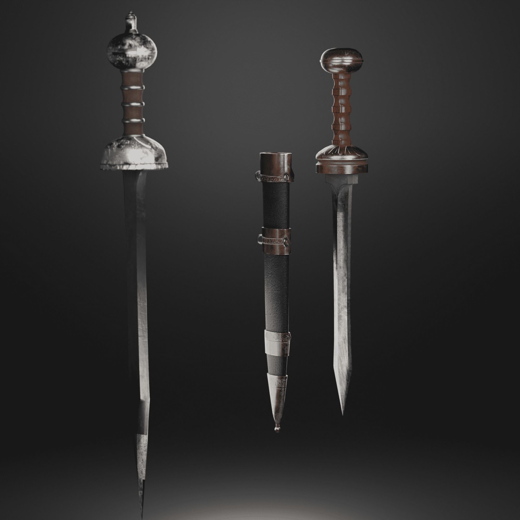 Roman sword Game ready model LowPoly Low-poly 3D model_35