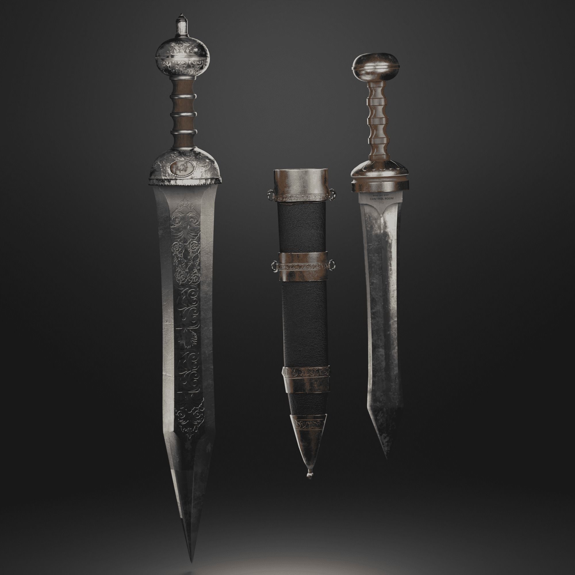 Roman sword Game ready model LowPoly Low-poly 3D model_28