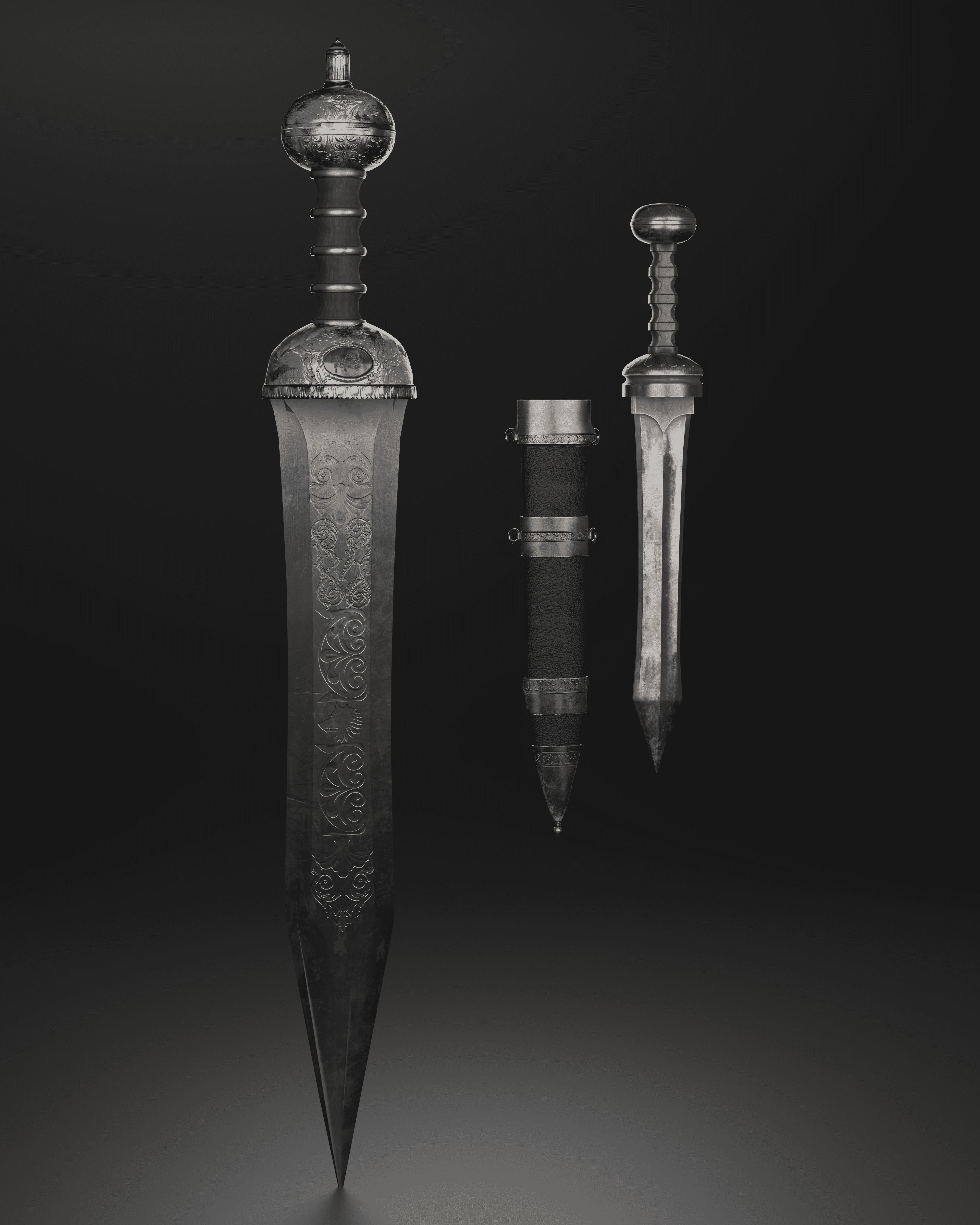 Roman sword Game ready model LowPoly Low-poly 3D model_29