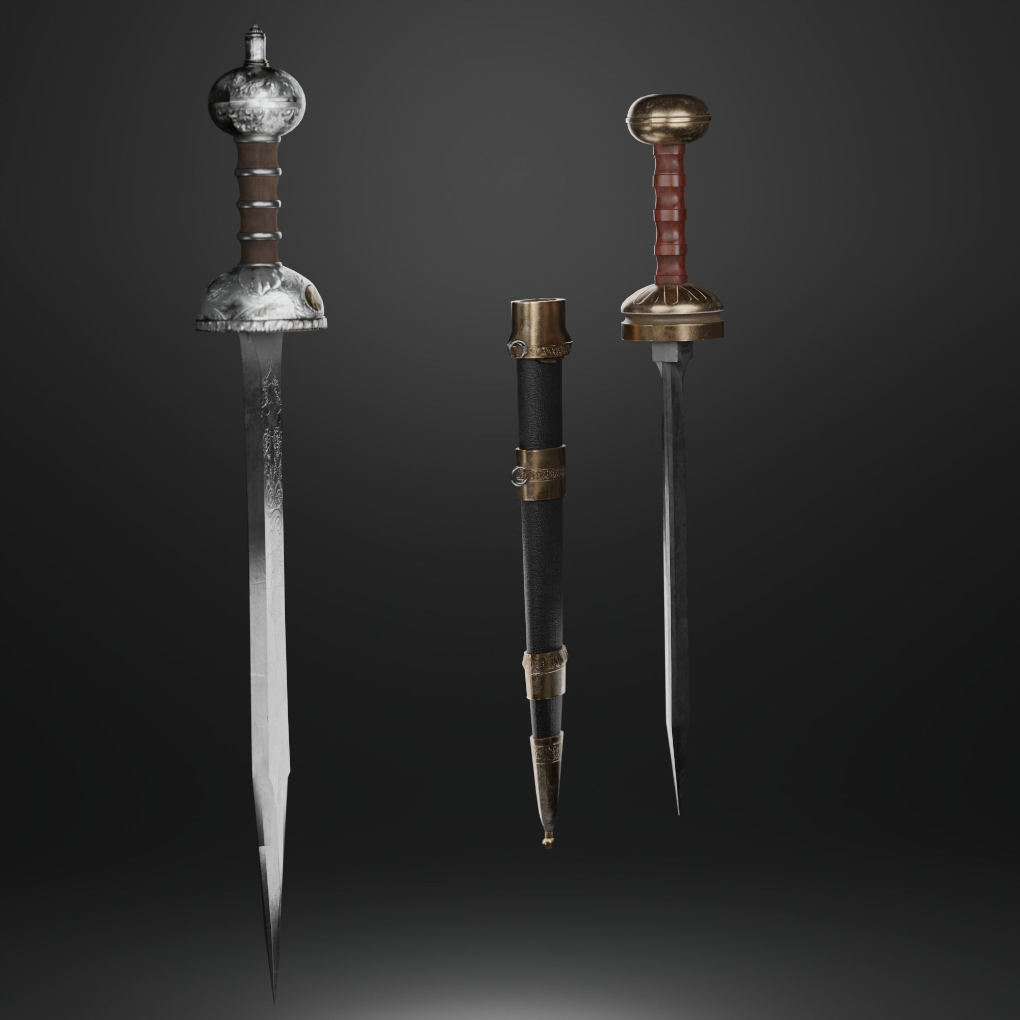 Roman sword Game ready model LowPoly Low-poly 3D model_14