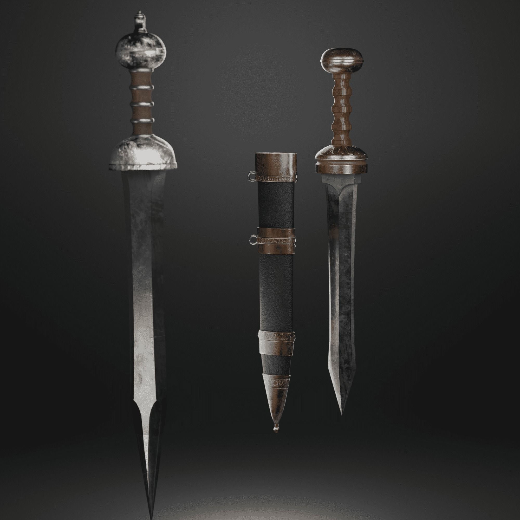 Roman sword Game ready model LowPoly Low-poly 3D model_31