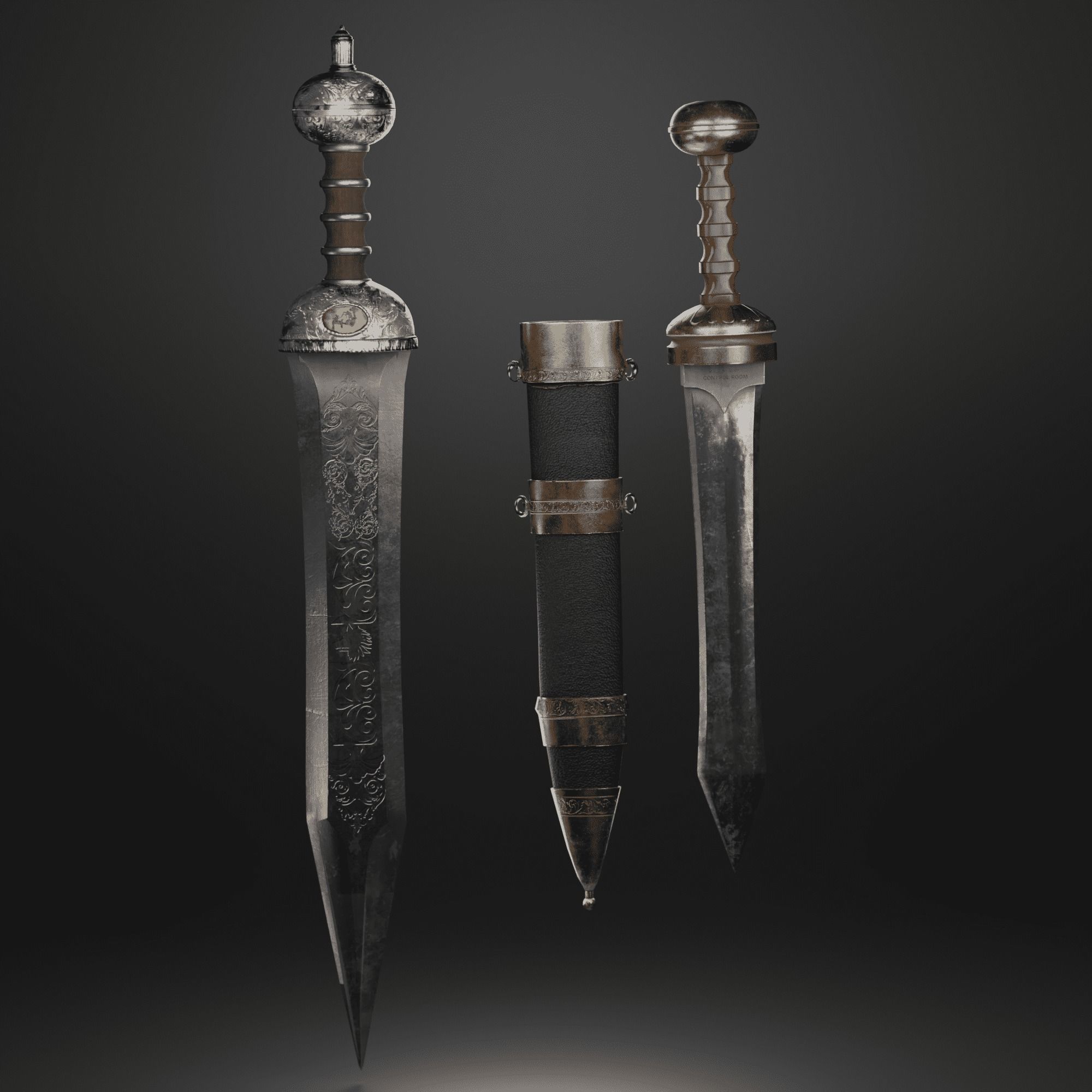 Roman sword Game ready model LowPoly Low-poly 3D model_1