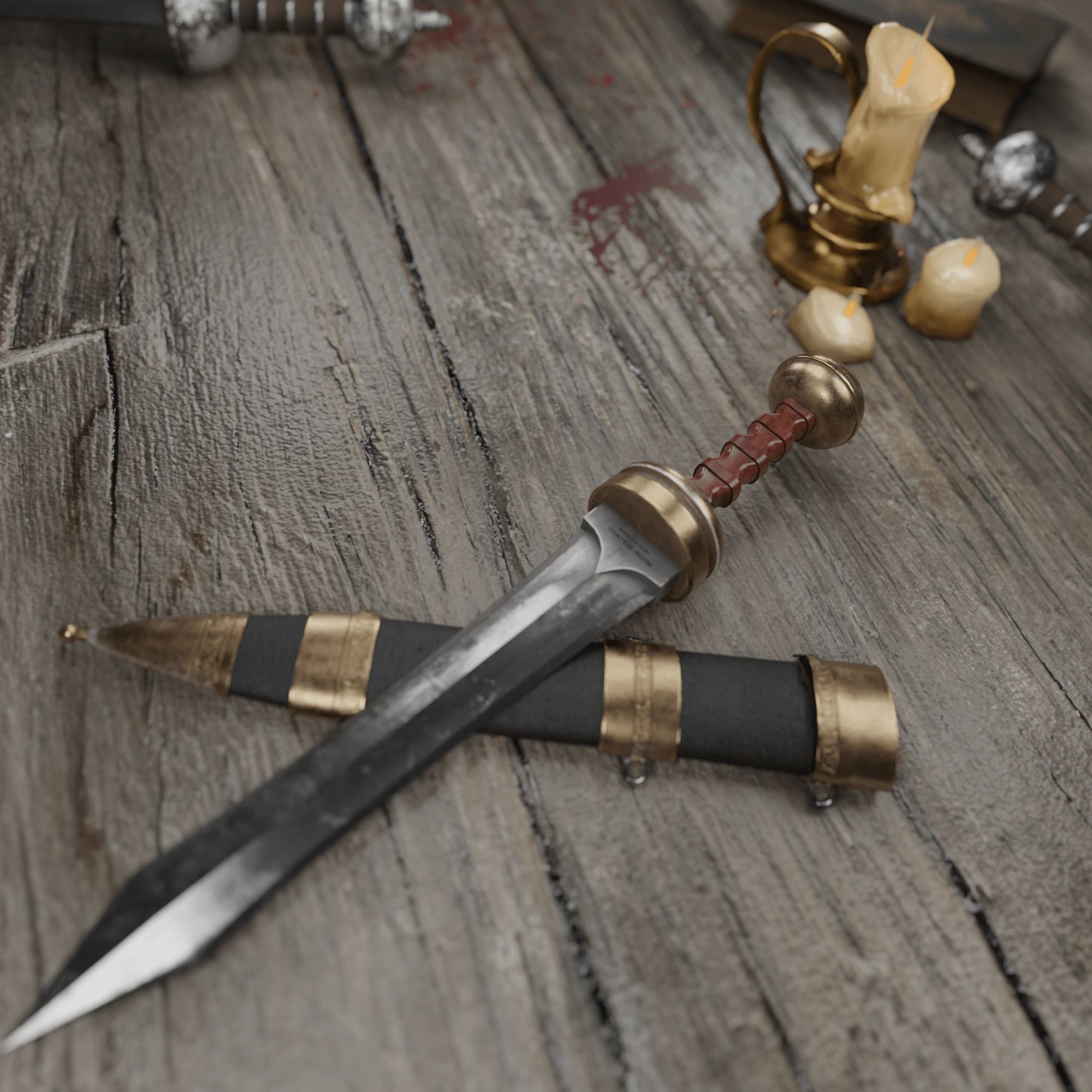 Roman sword Game ready model LowPoly Low-poly 3D model_4
