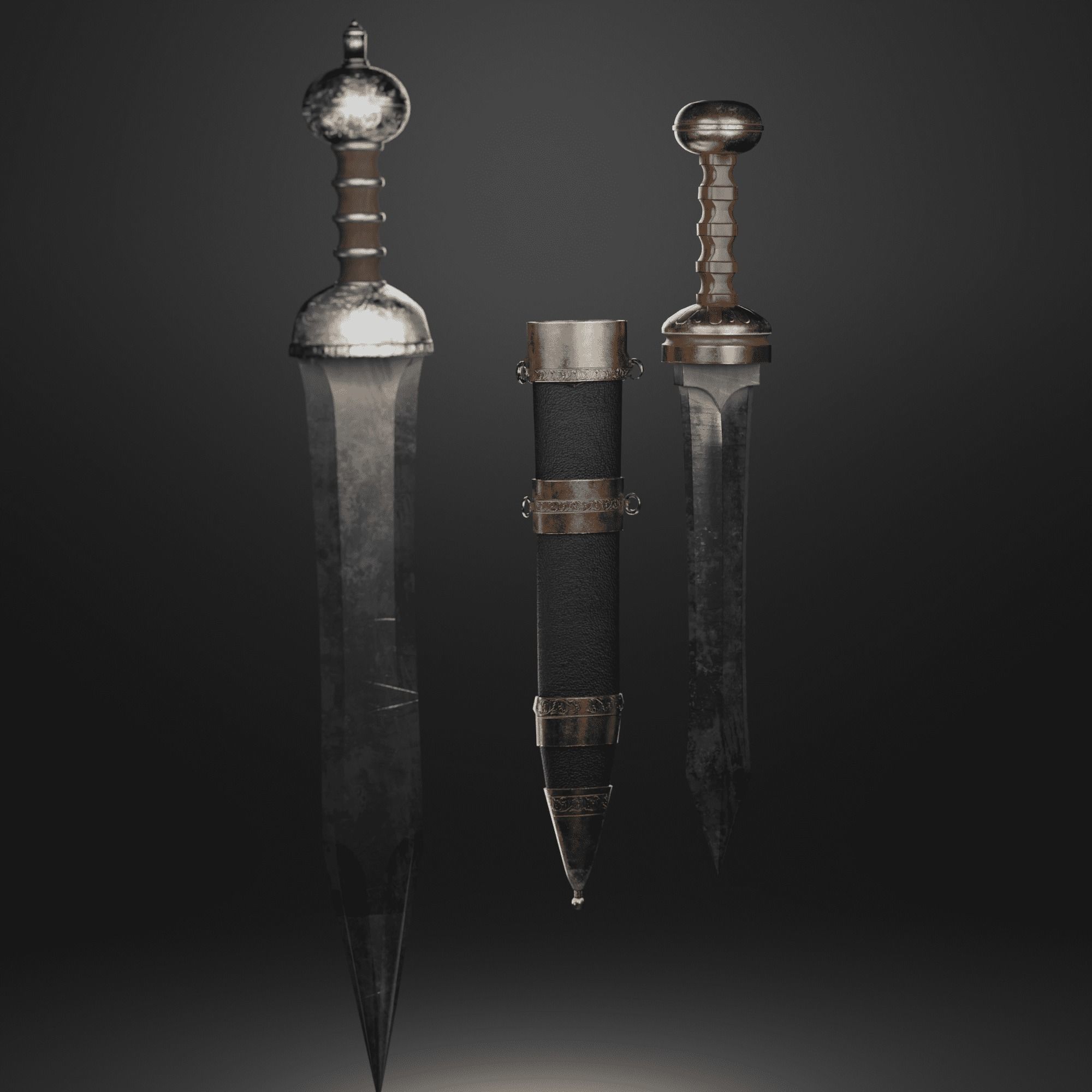Roman sword Game ready model LowPoly Low-poly 3D model_33