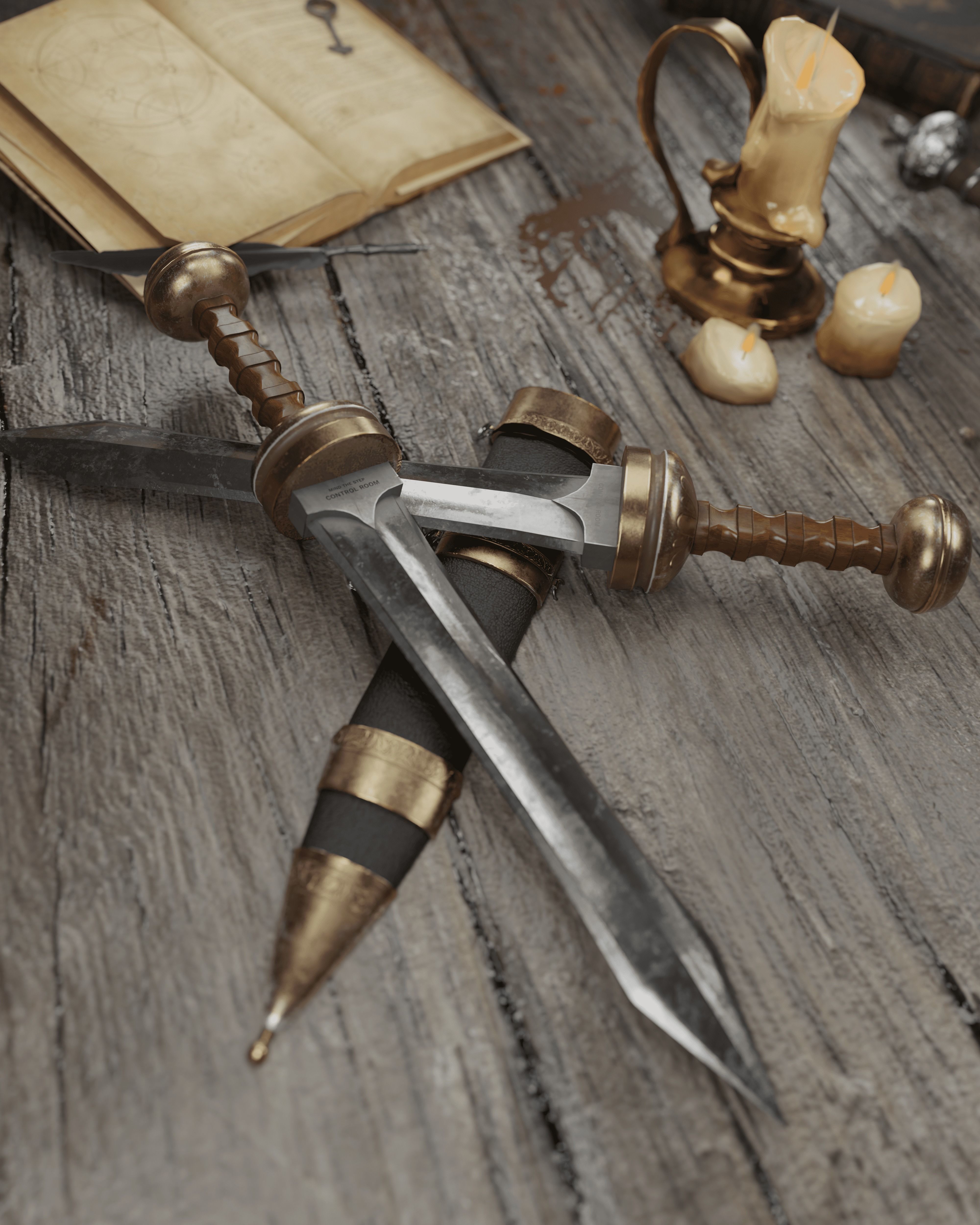 Roman sword Game ready model LowPoly Low-poly 3D model_3