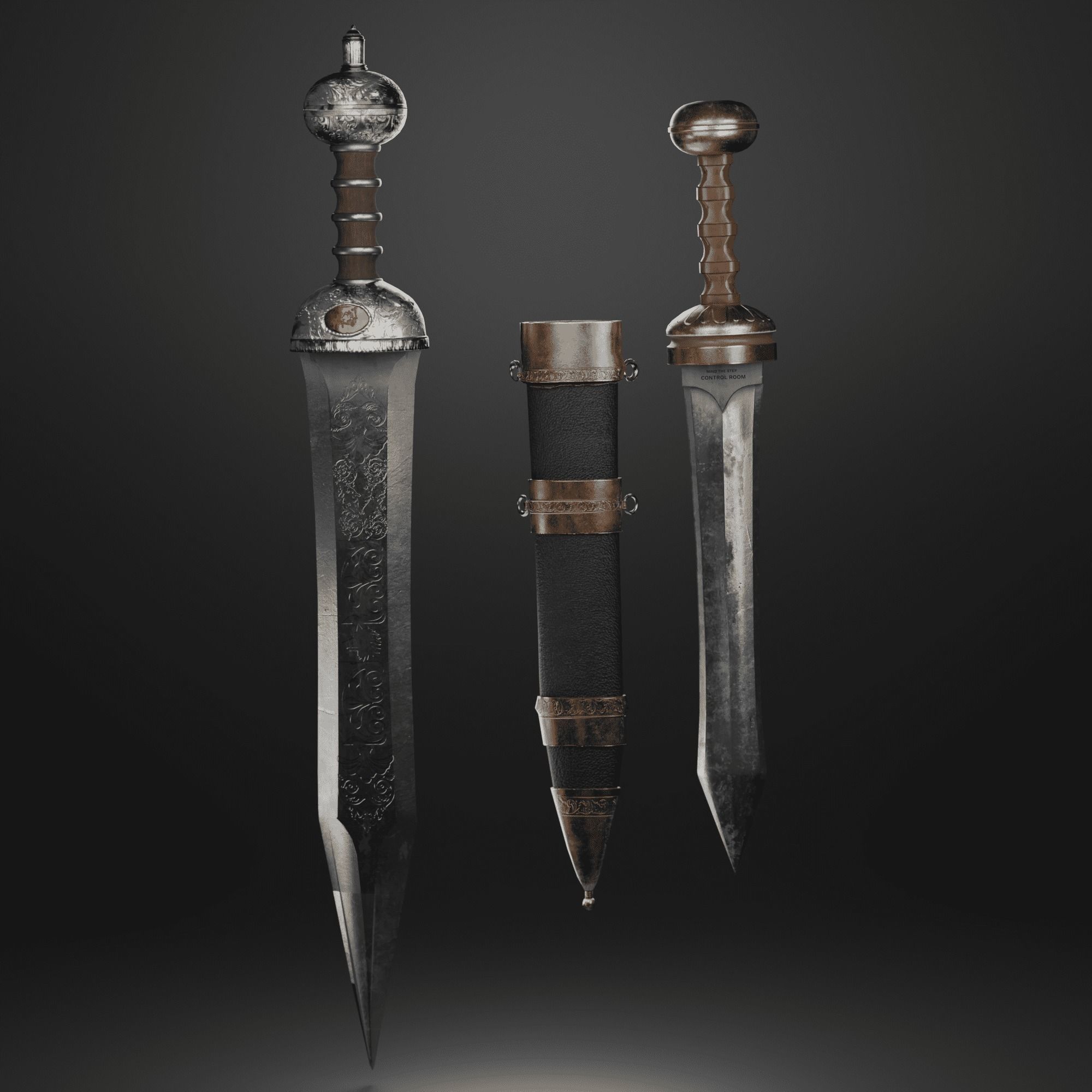 Roman sword Game ready model LowPoly Low-poly 3D model_27