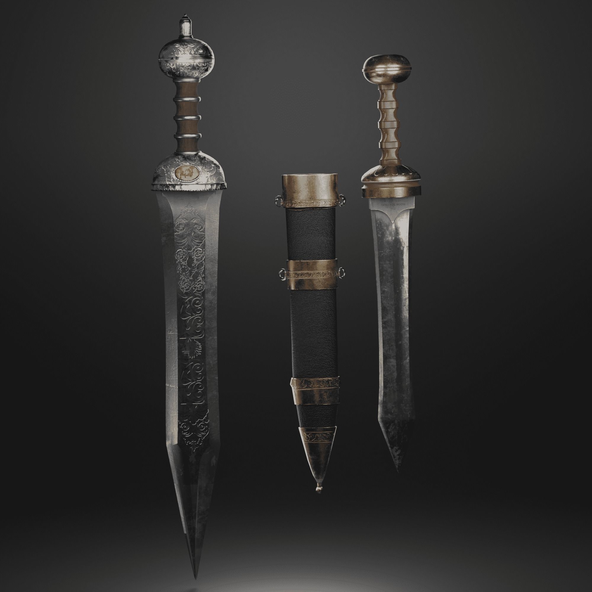 Roman sword Game ready model LowPoly Low-poly 3D model_6