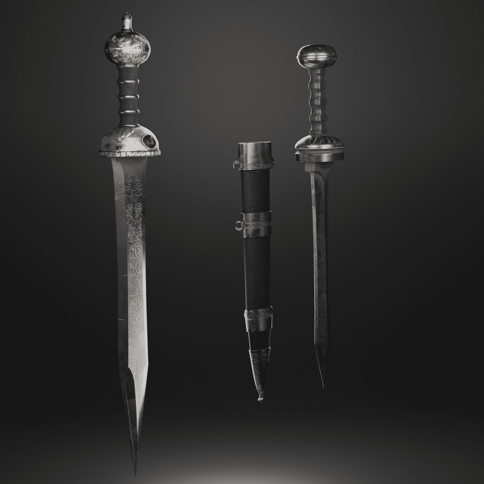 Roman sword Game ready model LowPoly Low-poly 3D model_30