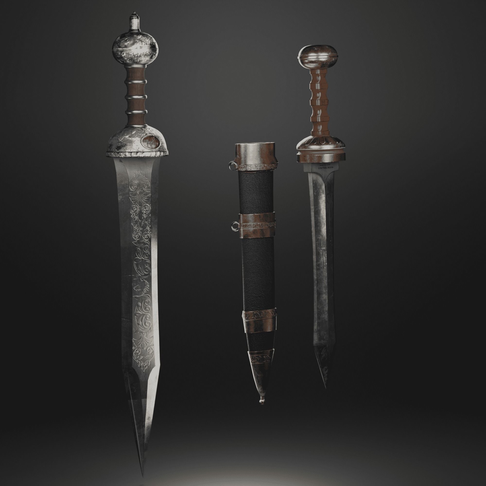 Roman sword Game ready model LowPoly Low-poly 3D model_13