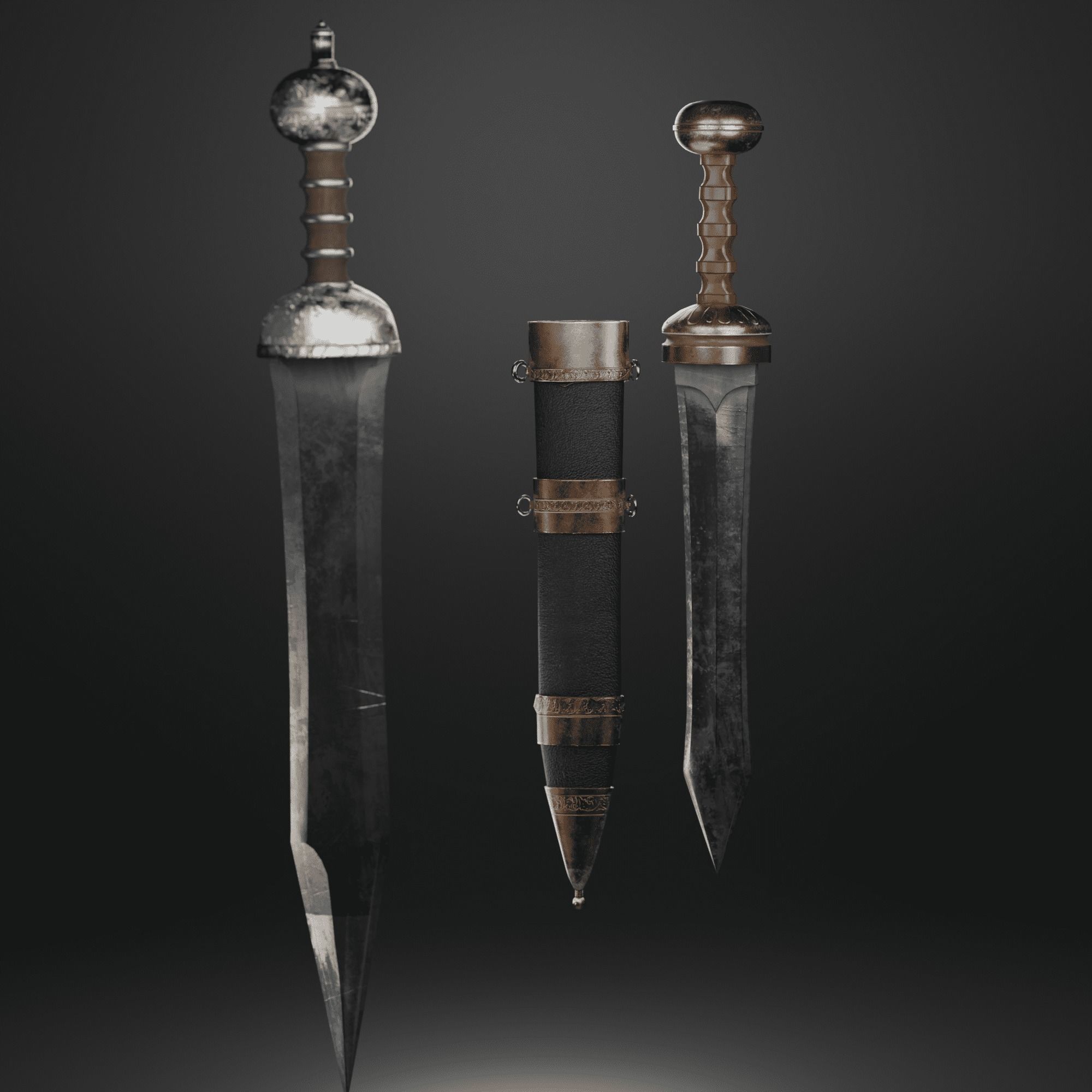 Roman sword Game ready model LowPoly Low-poly 3D model_34