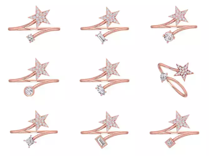 9 Solitaire Women Star Band Rings Collection