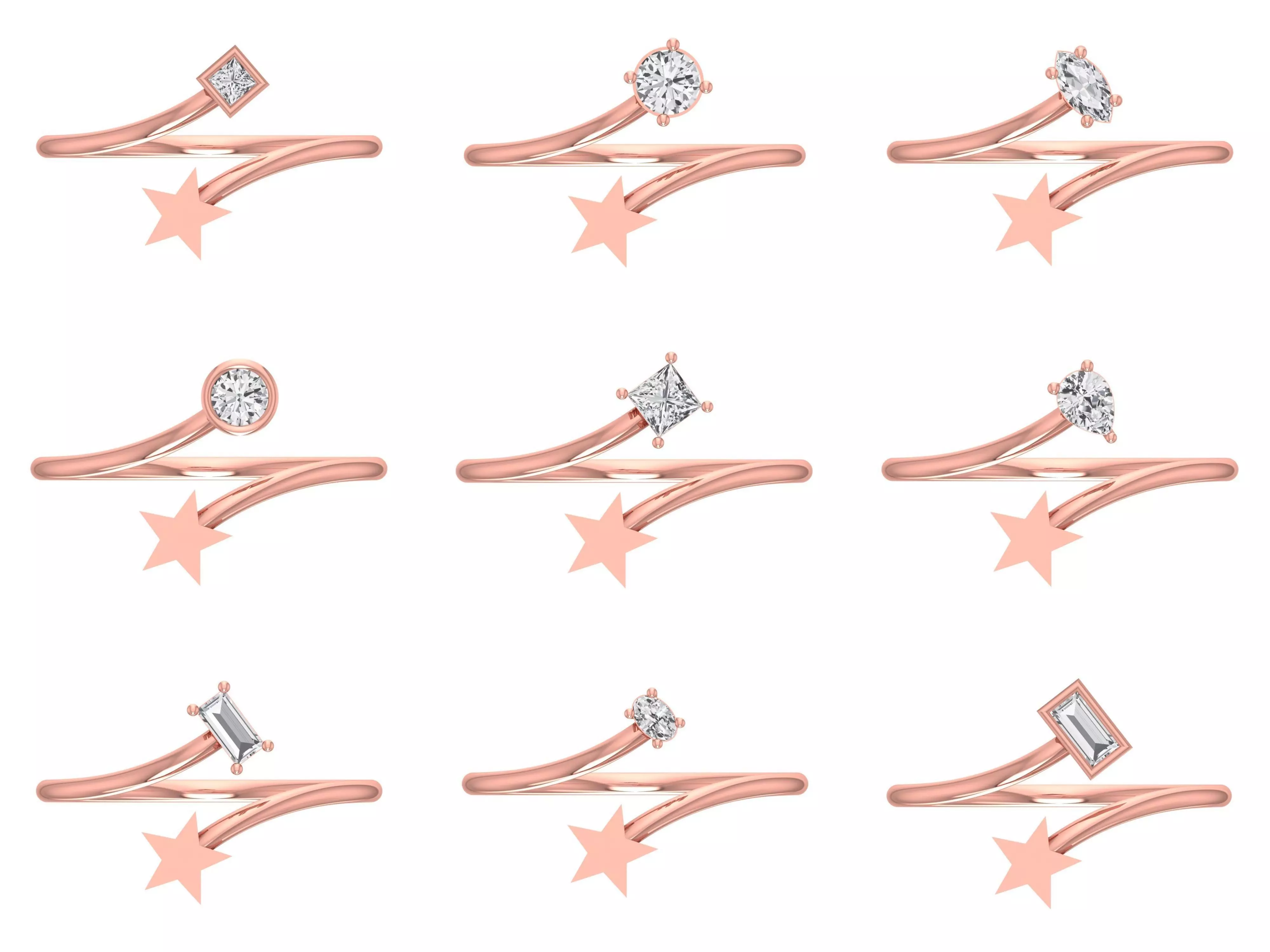 9 Solitaire Women Star Band Rings Collection _0