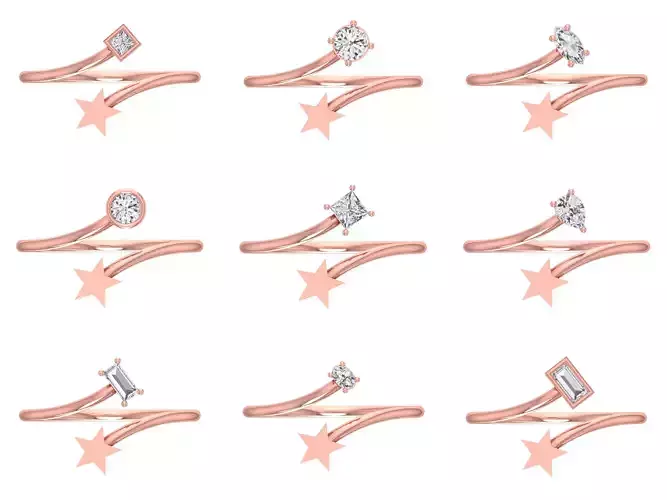 9 Solitaire Women Star Band Rings Collection