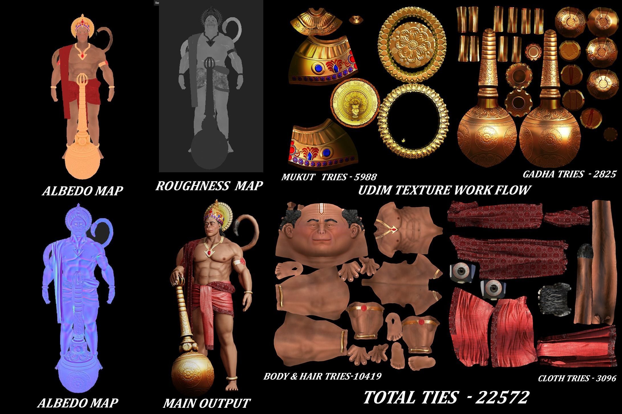 hanuman ji  3d model low poly to high poly Low-poly 3D model_1