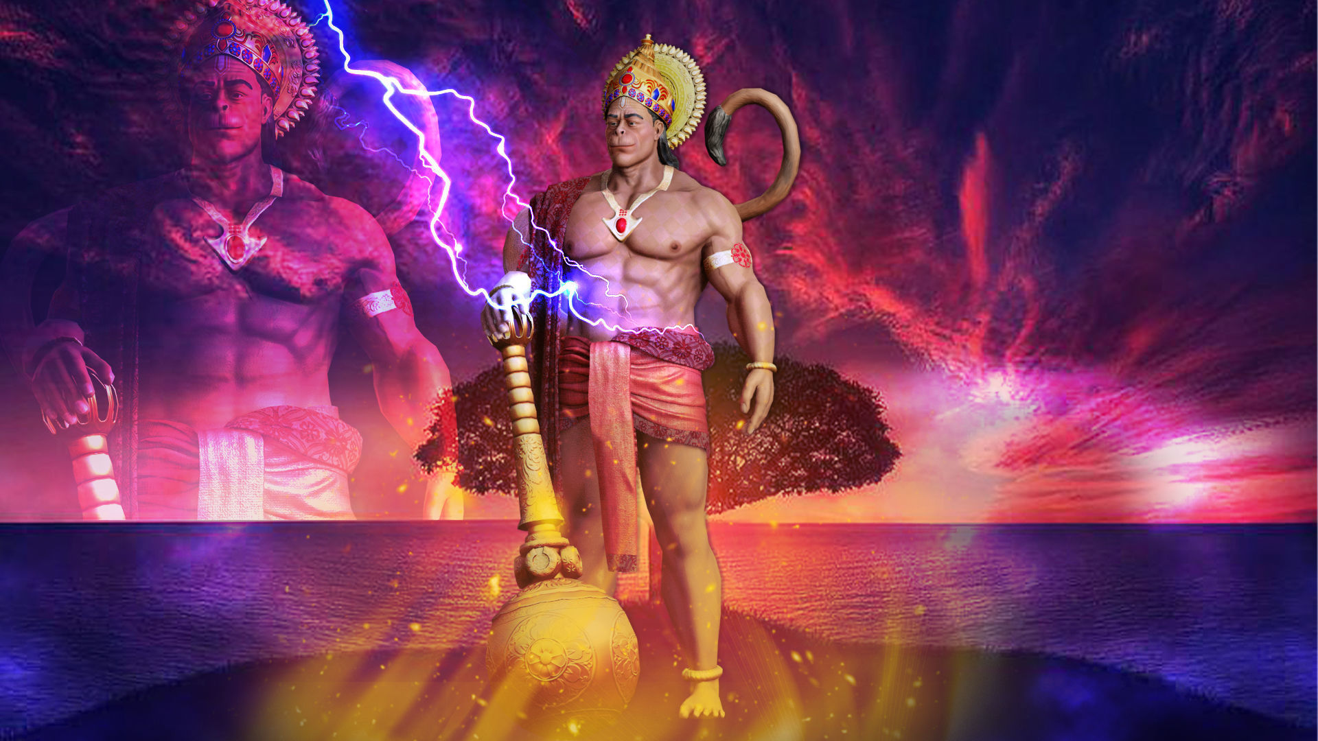 hanuman ji  3d model low poly to high poly Low-poly 3D model_2