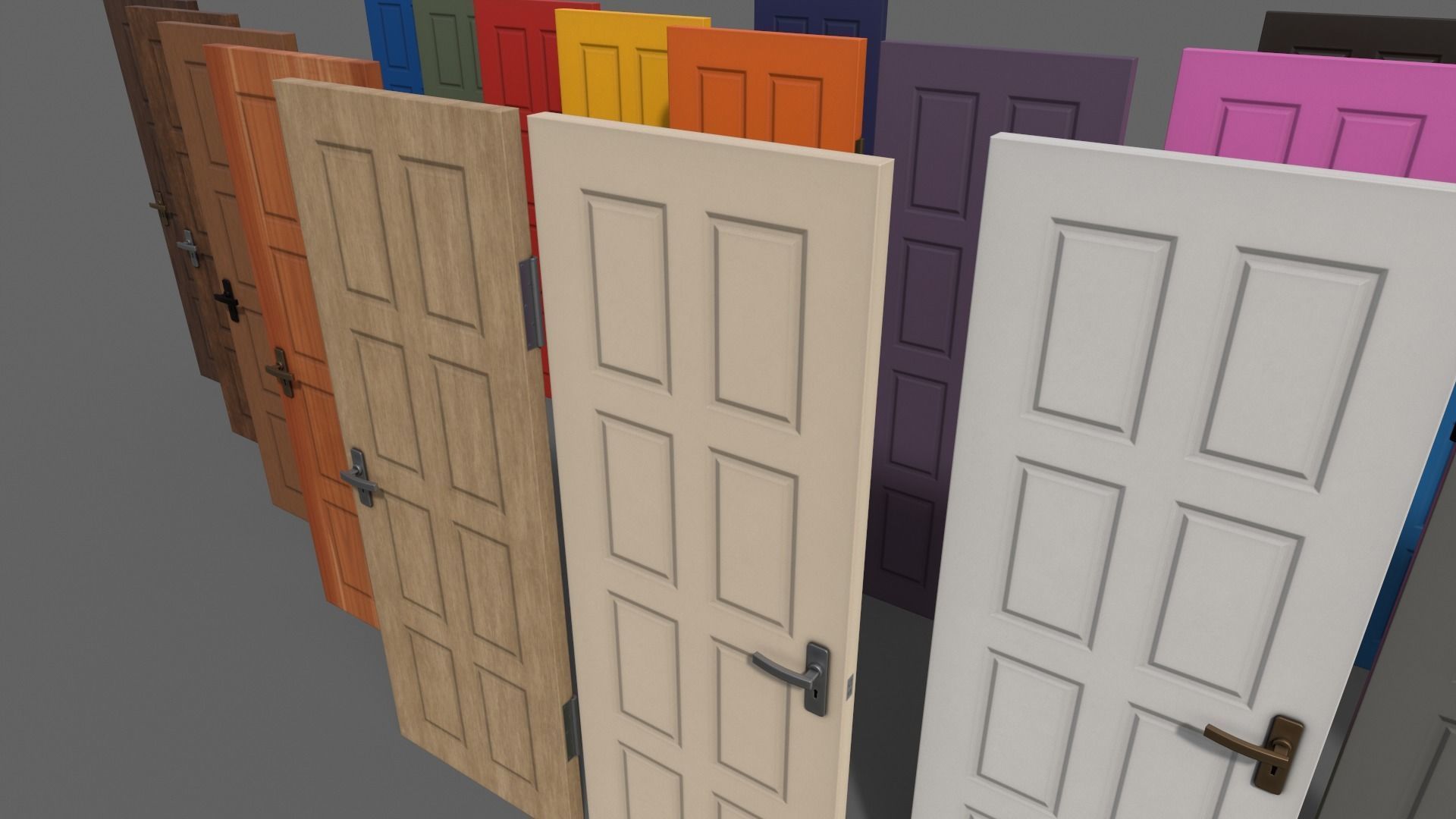 PBR Wood Door B Low-poly 3D model_34