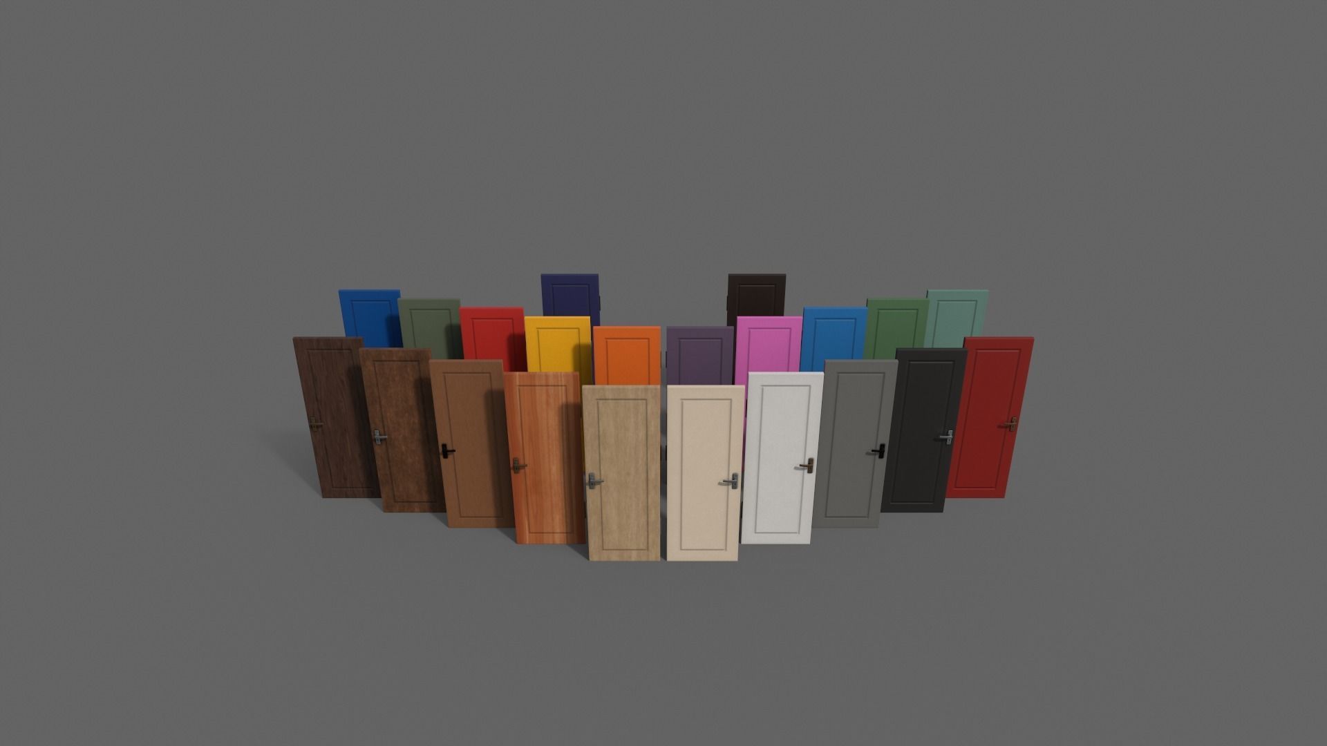 PBR Wood Door B Low-poly 3D model_9