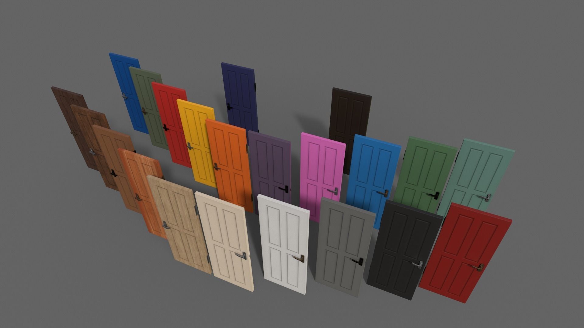 PBR Wood Door B Low-poly 3D model_19