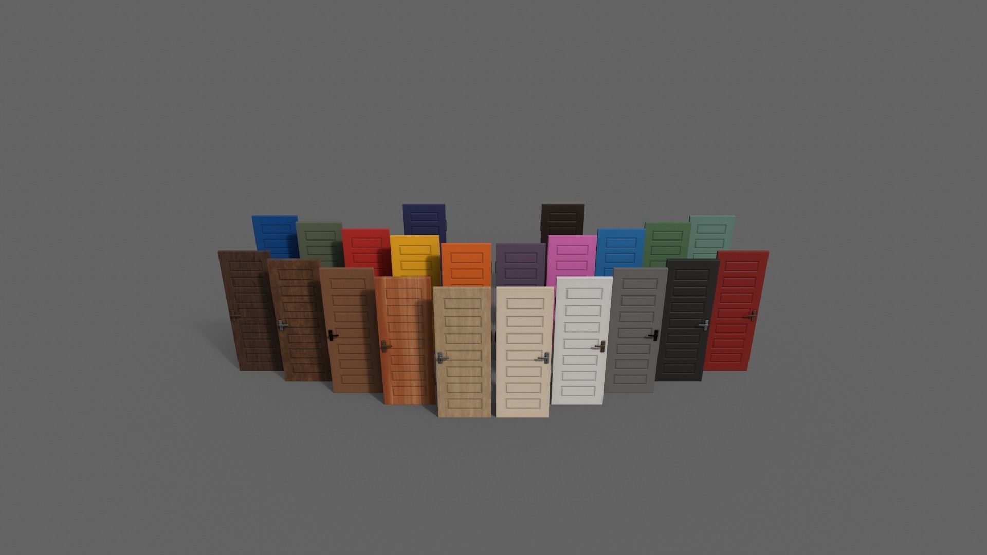 PBR Wood Door B Low-poly 3D model_14