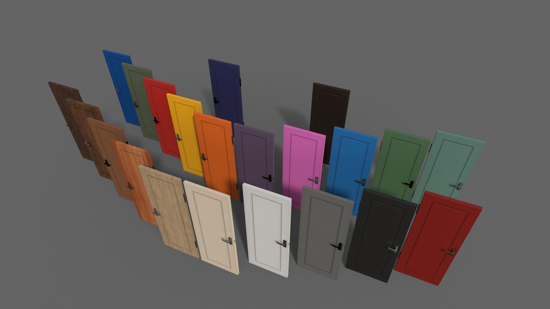 PBR Wood Door B Low-poly 3D model_16