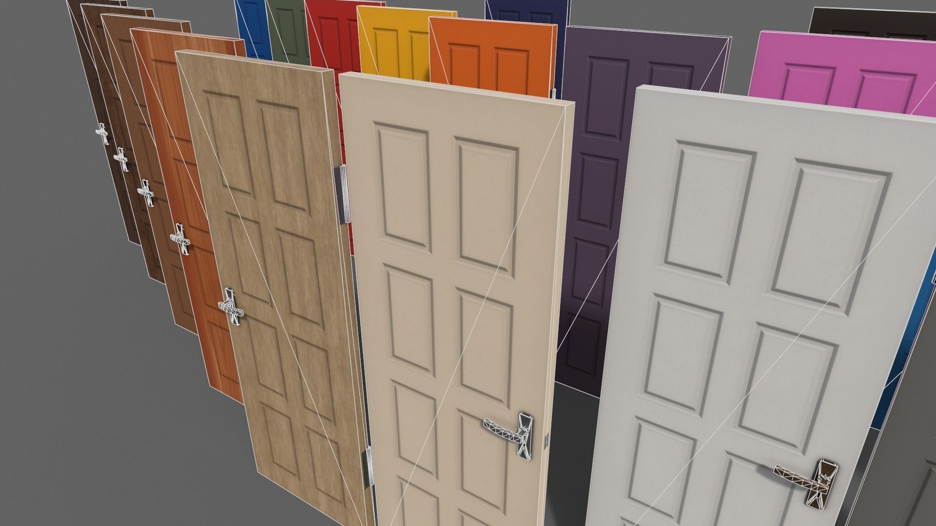 PBR Wood Door B Low-poly 3D model_39