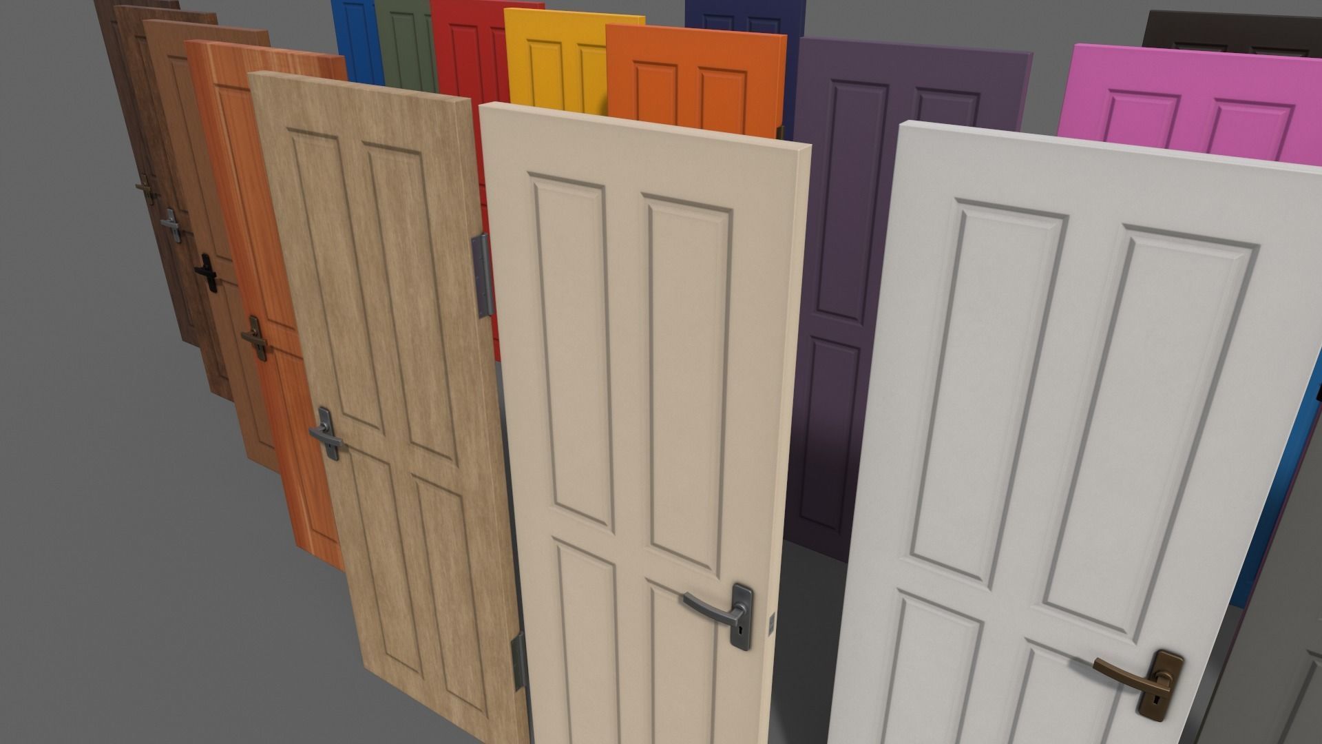 PBR Wood Door B Low-poly 3D model_33