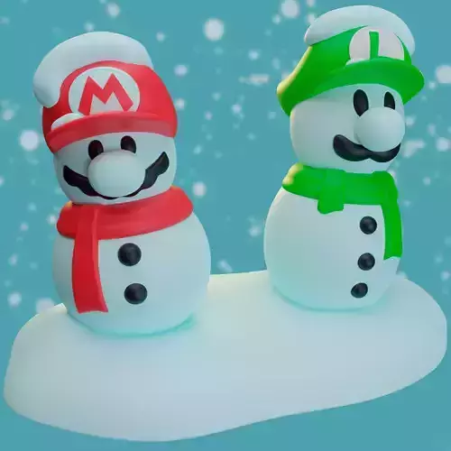 MARIO AND LUIGI SNOWMAN 3D print model