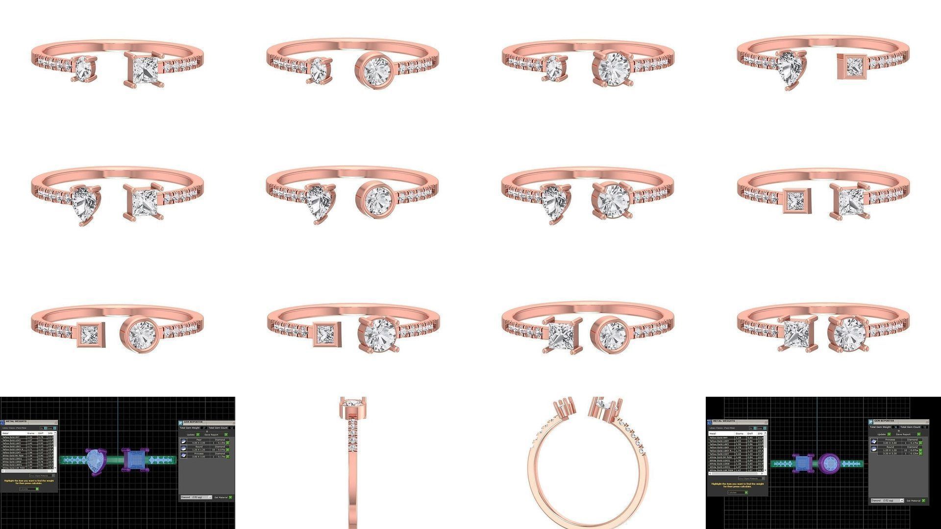 44 Women Open End Light Weight Band Rings Collection CGTrader