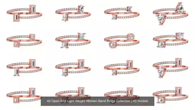 43 Open End Light Weight Women Band Rings Collection