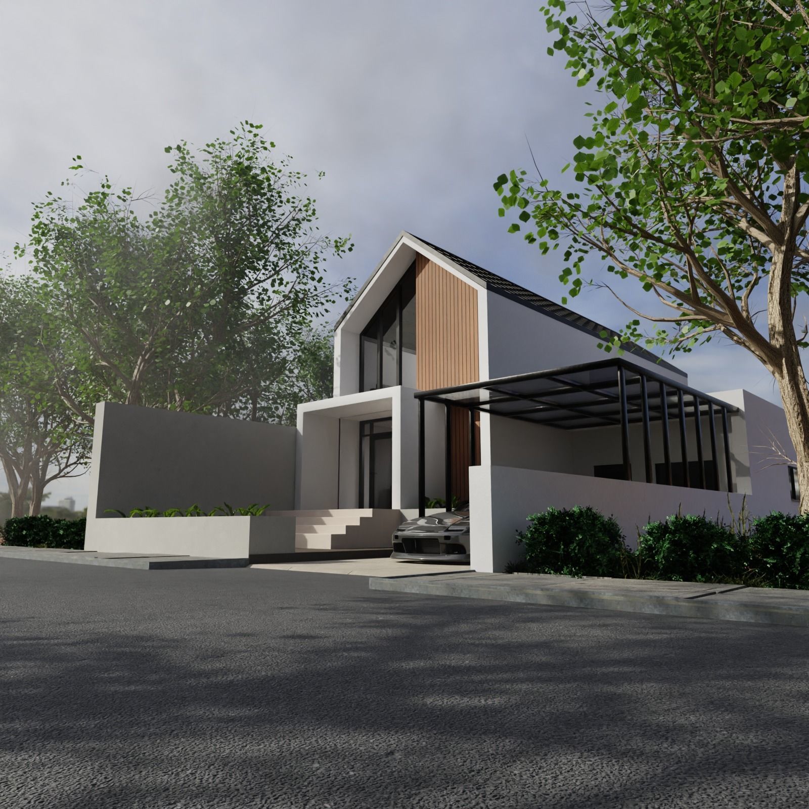 Scandinavian House Exterior 3D model_2