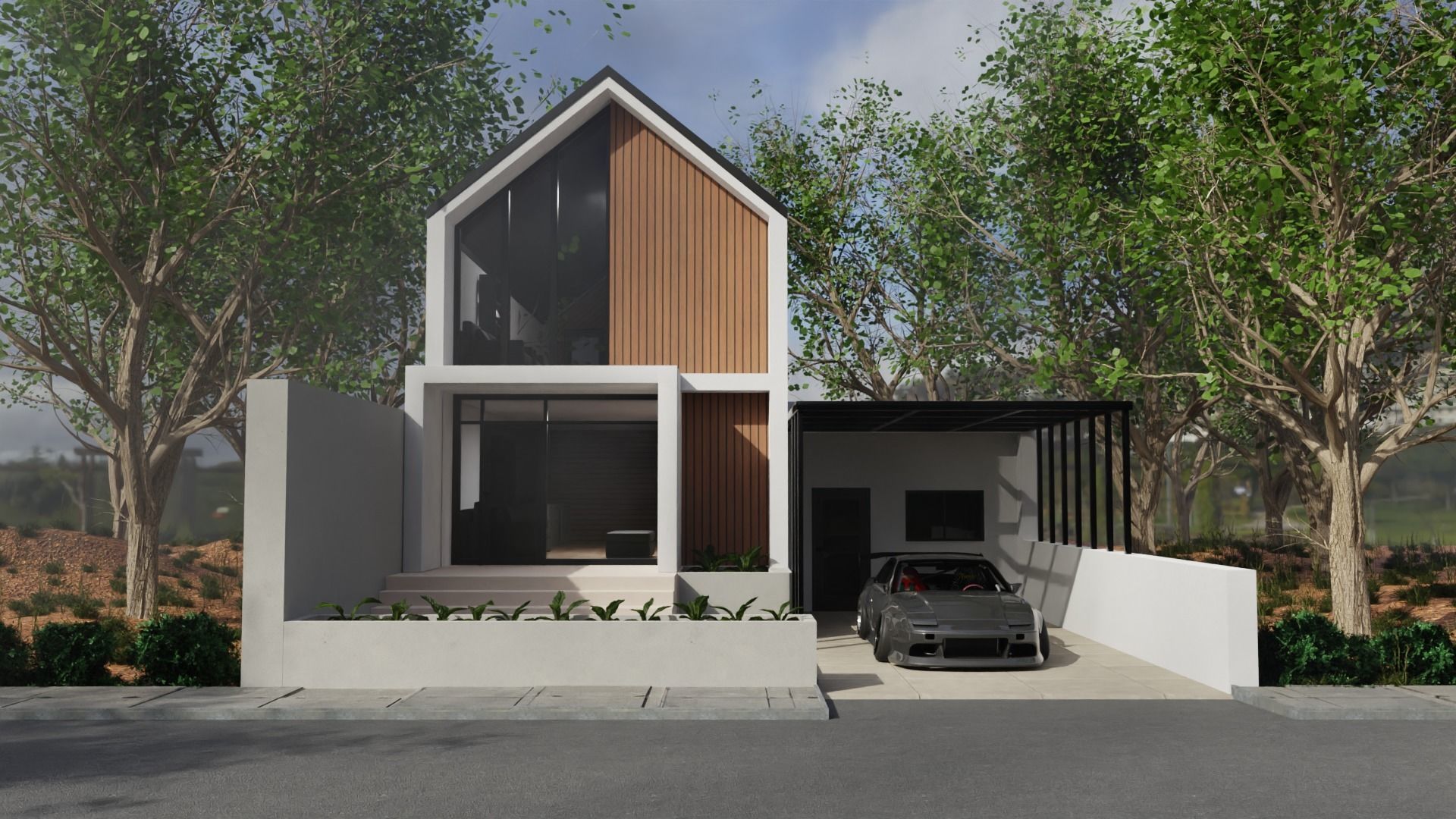 Scandinavian House Exterior 3D model_1