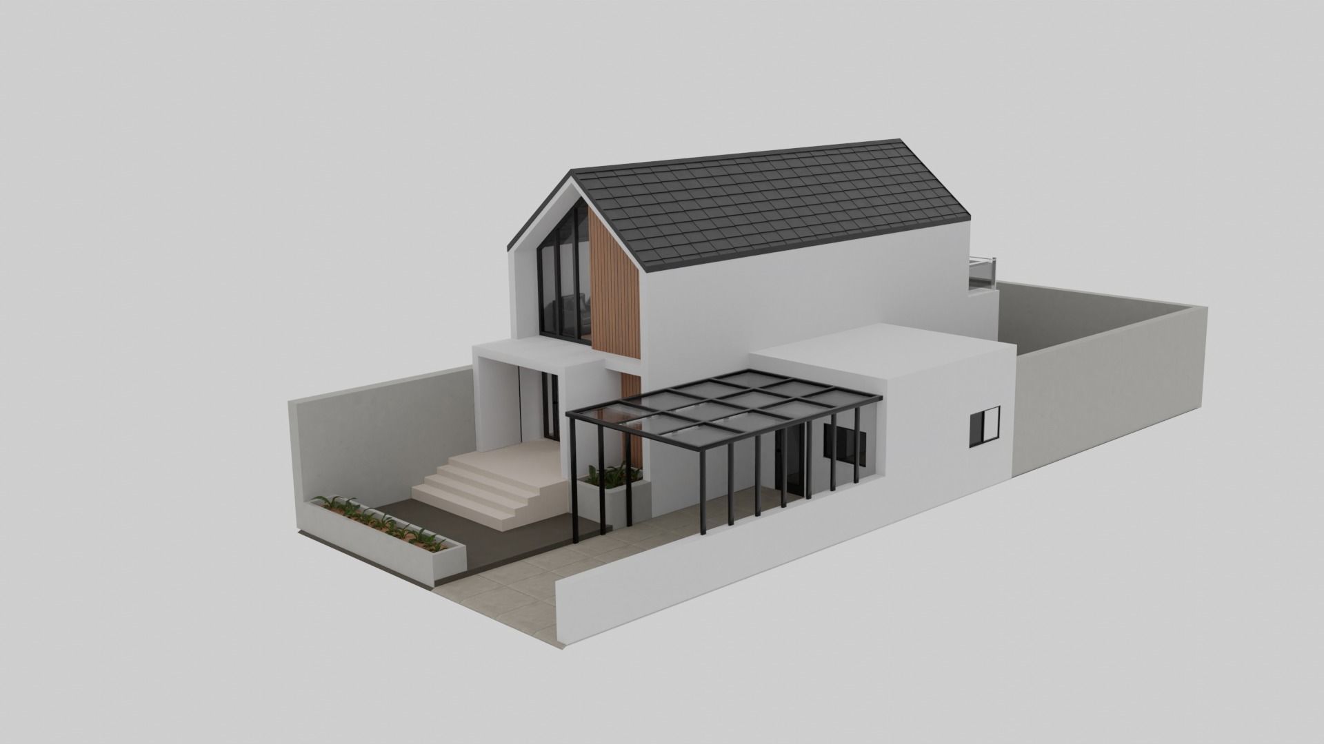 Scandinavian House Exterior 3D model_3