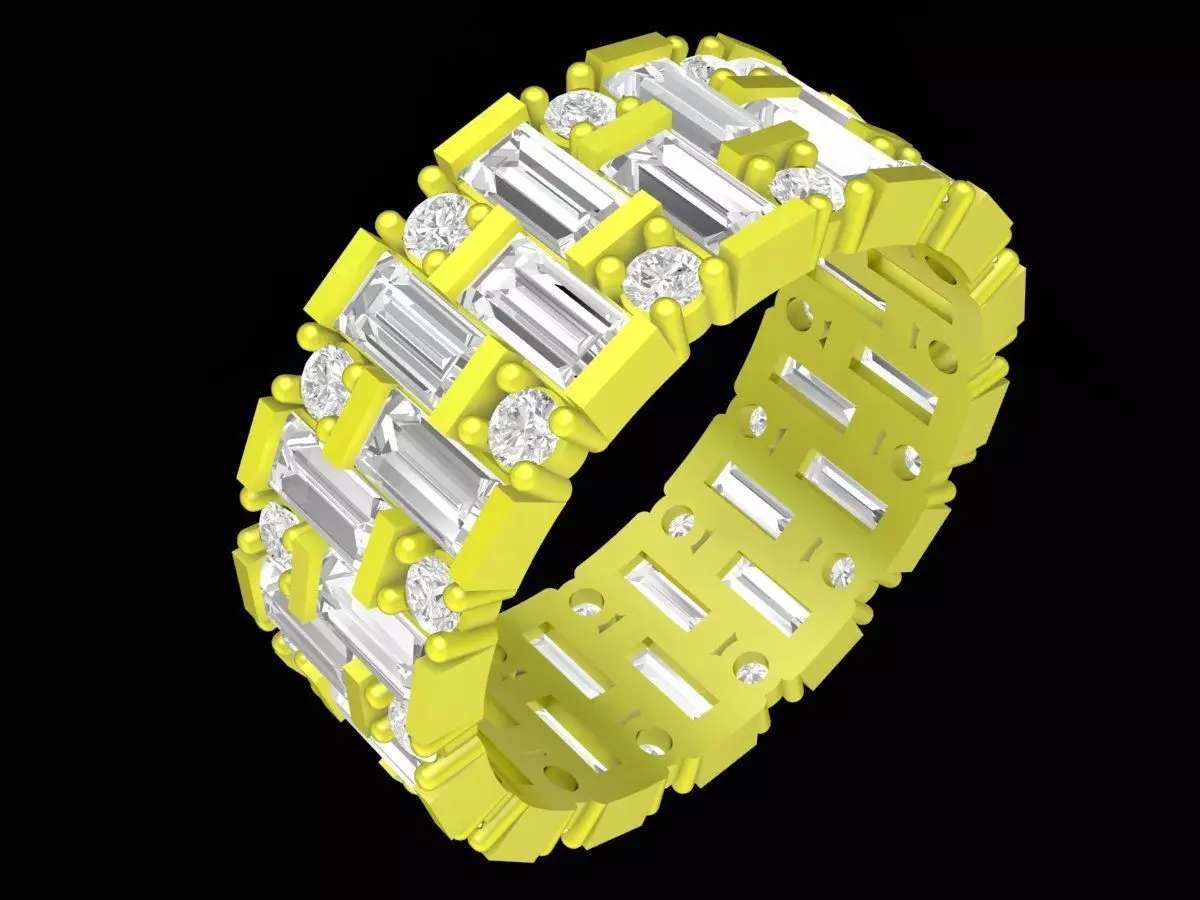 Luxury Baguette Diamond Band Ring 3D Model 4437 3D print model