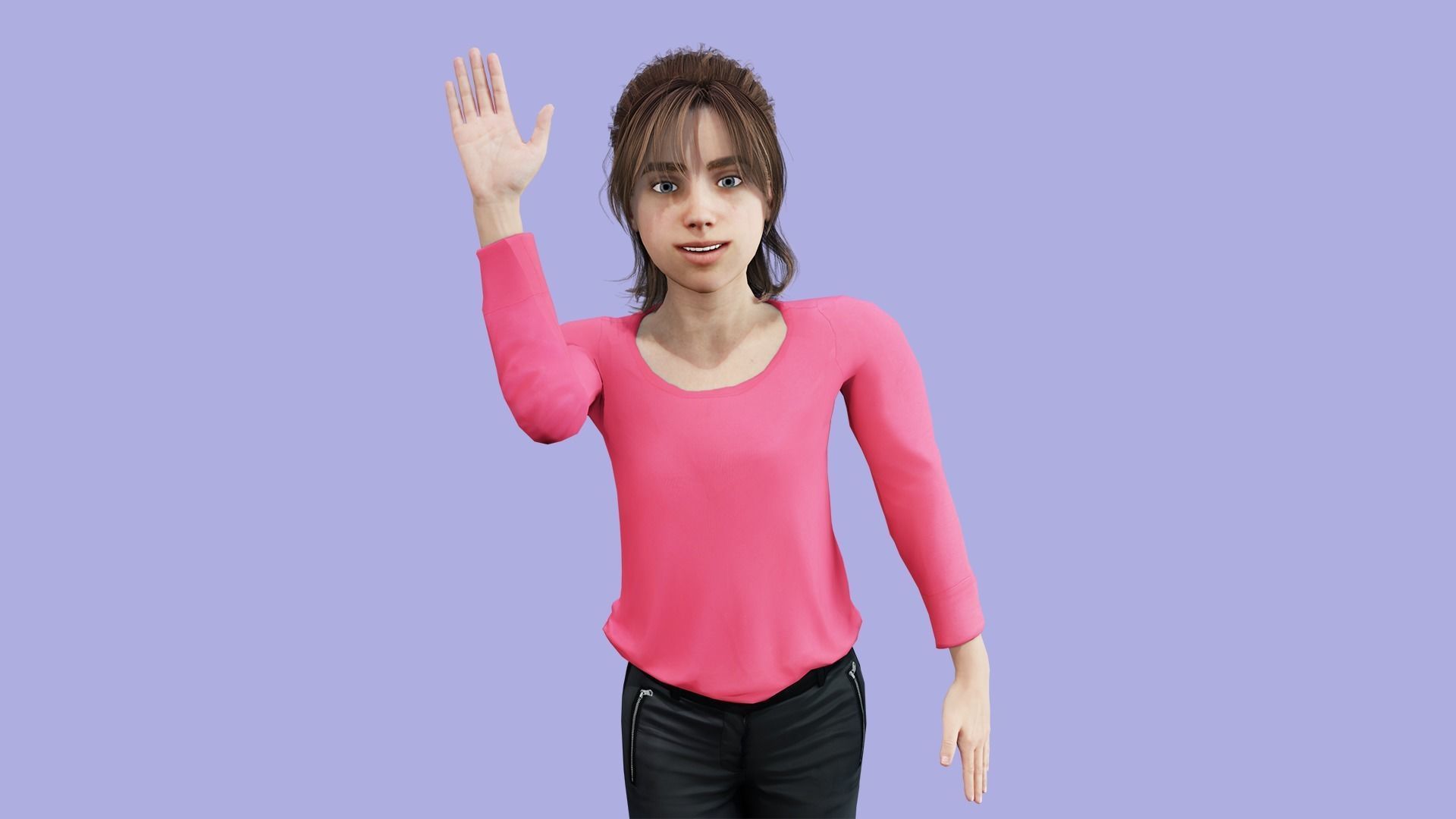 Cartoon Girl Rigged Low Poly 3D Model Low-poly 3D model_4