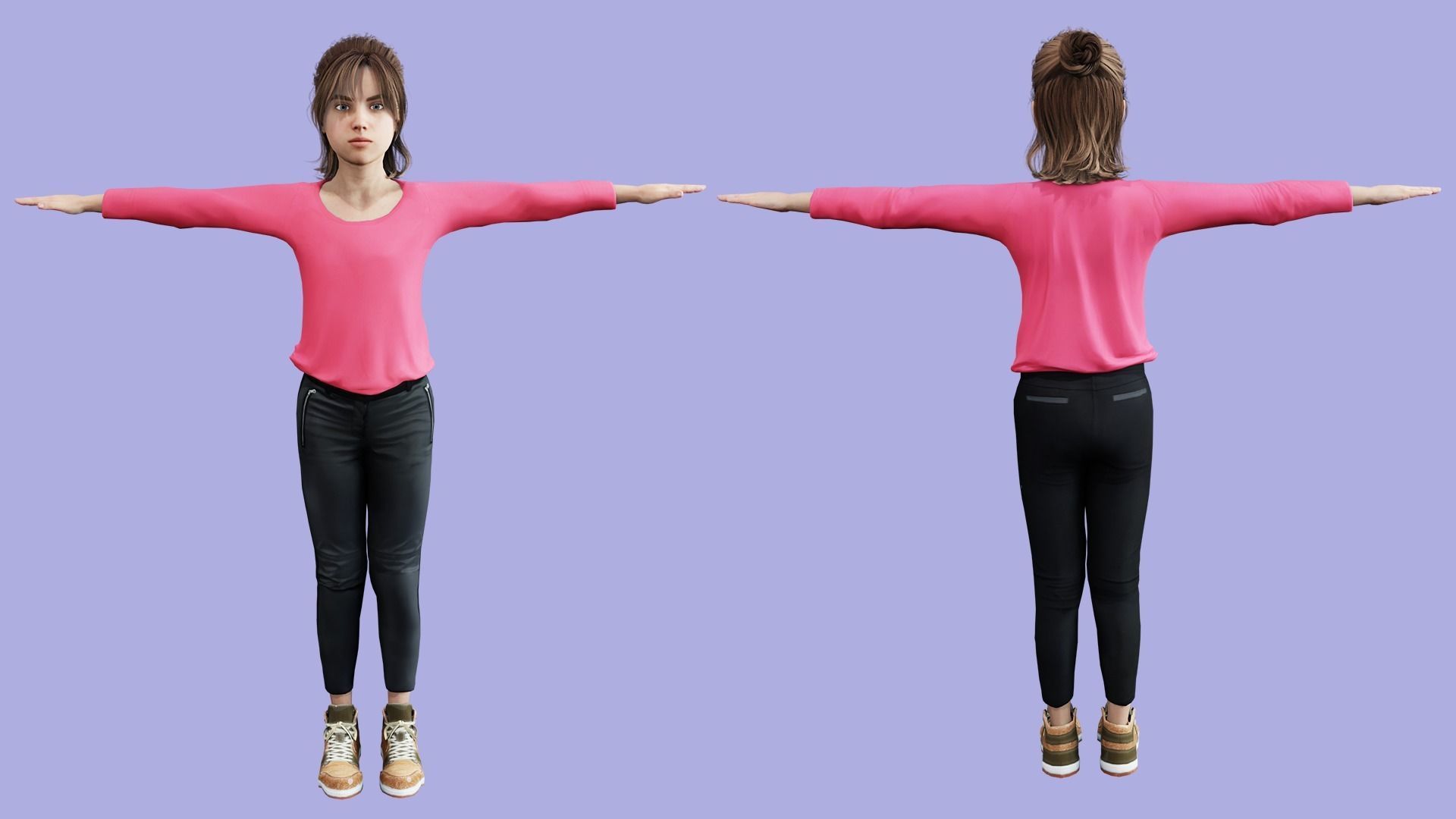 Cartoon Girl Rigged Low Poly 3D Model Low-poly 3D model_11