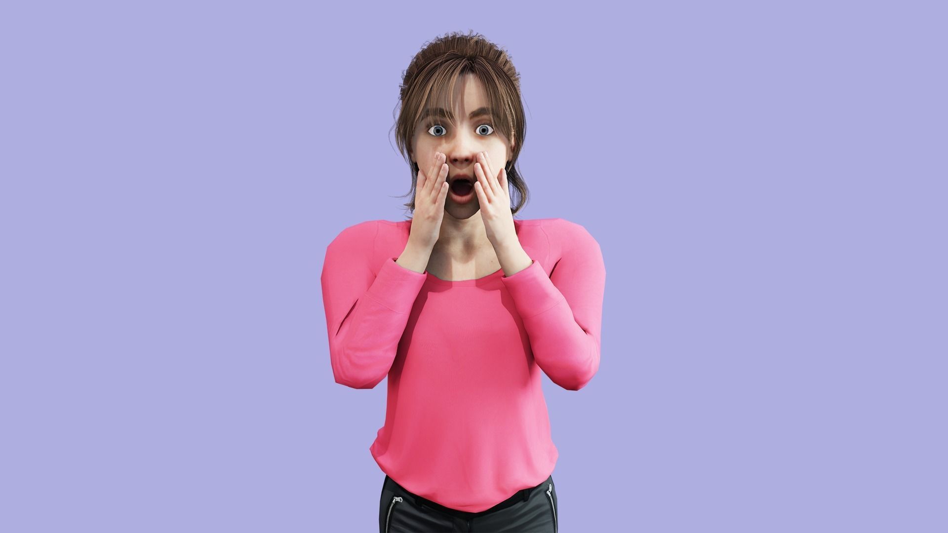 Cartoon Girl Rigged Low Poly 3D Model Low-poly 3D model_5