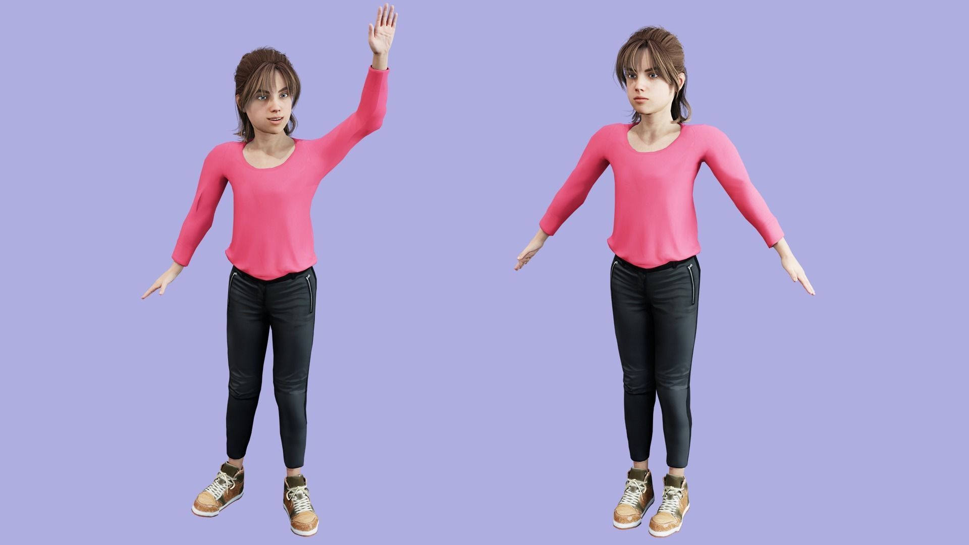 Cartoon Girl Rigged Low Poly 3D Model Low-poly 3D model_10
