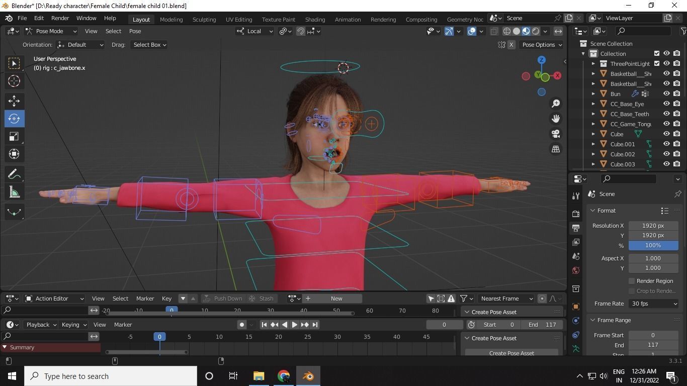 Cartoon Girl Rigged Low Poly 3D Model Low-poly 3D model_7
