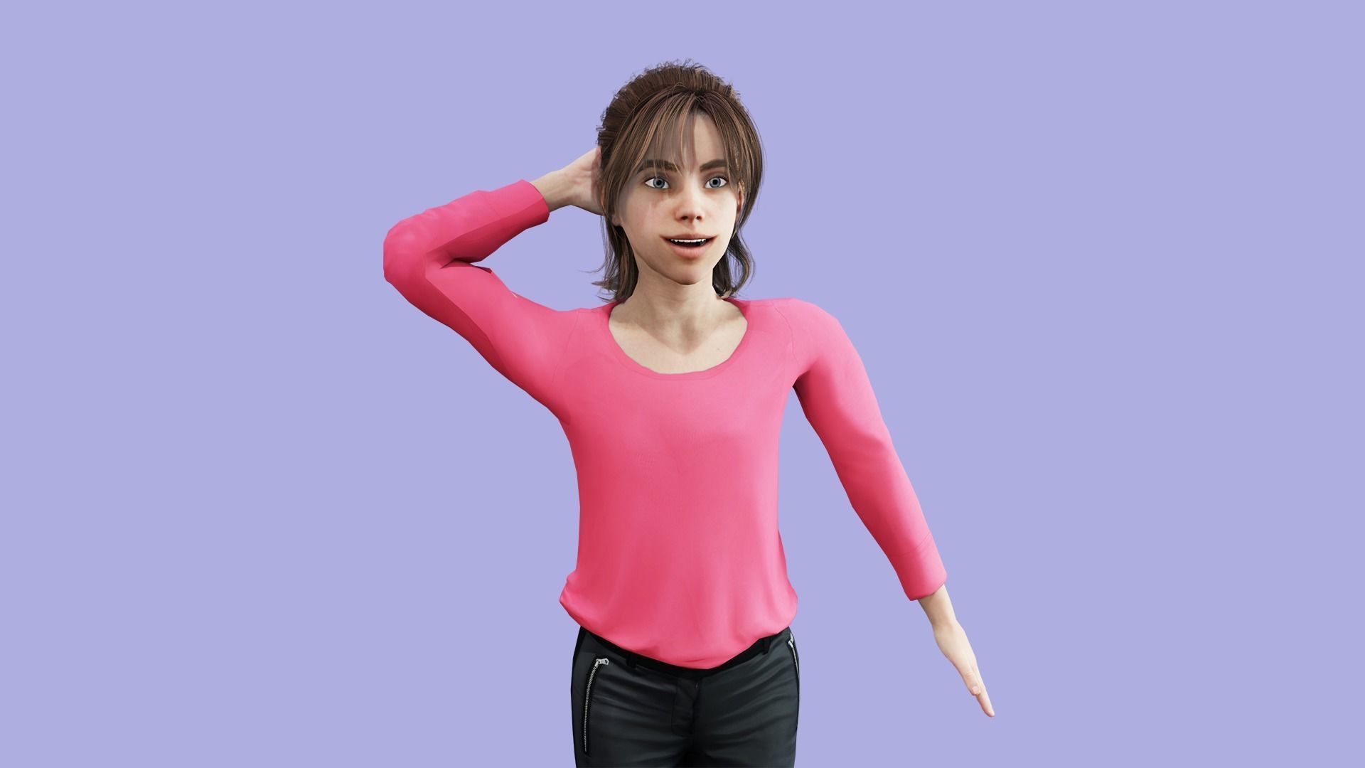 Cartoon Girl Rigged Low Poly 3D Model Low-poly 3D model_2