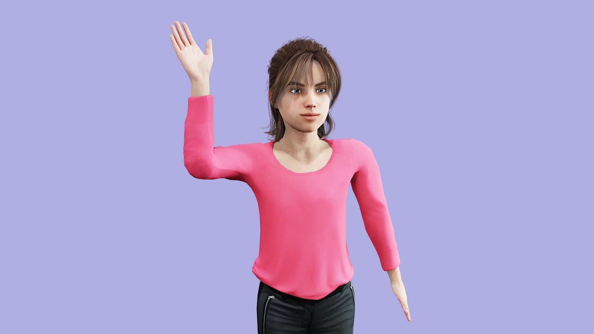 Cartoon Girl Rigged Low Poly 3D Model Low-poly 3D model_1