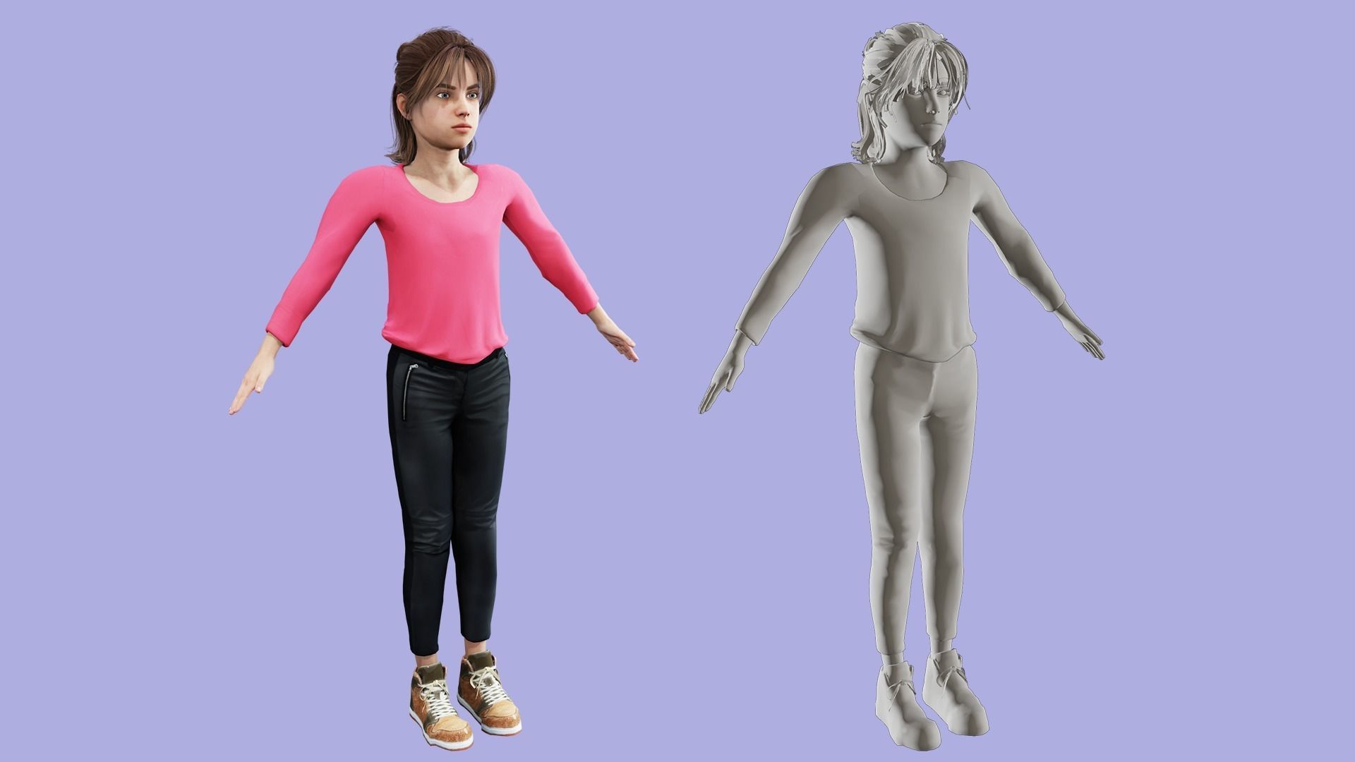 Cartoon Girl Rigged Low Poly 3D Model Low-poly 3D model_8