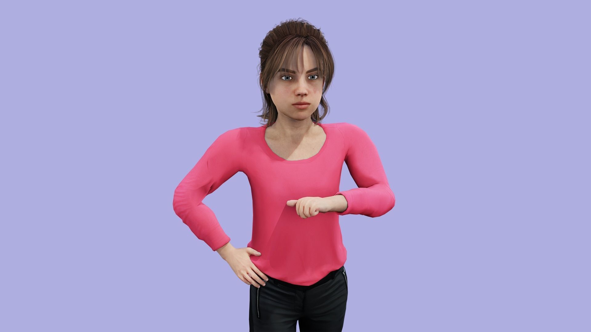 Cartoon Girl Rigged Low Poly 3D Model Low-poly 3D model_3
