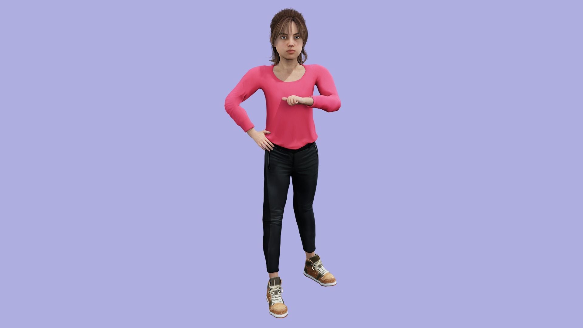 Cartoon Girl Rigged Low Poly 3D Model Low-poly 3D model_6