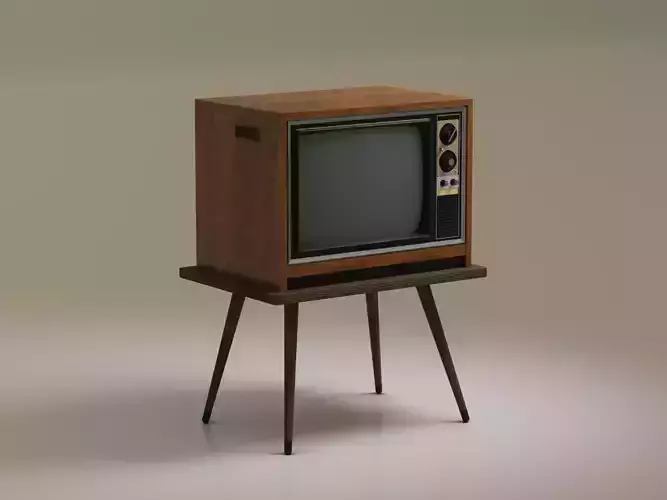 Low-Poly Old Color TV
