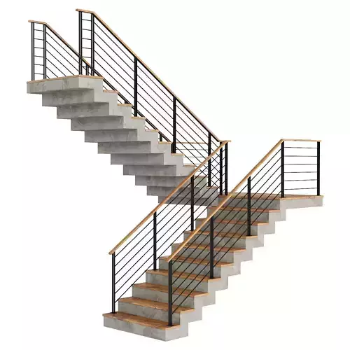 Modern exposed concrete staircase 3D model